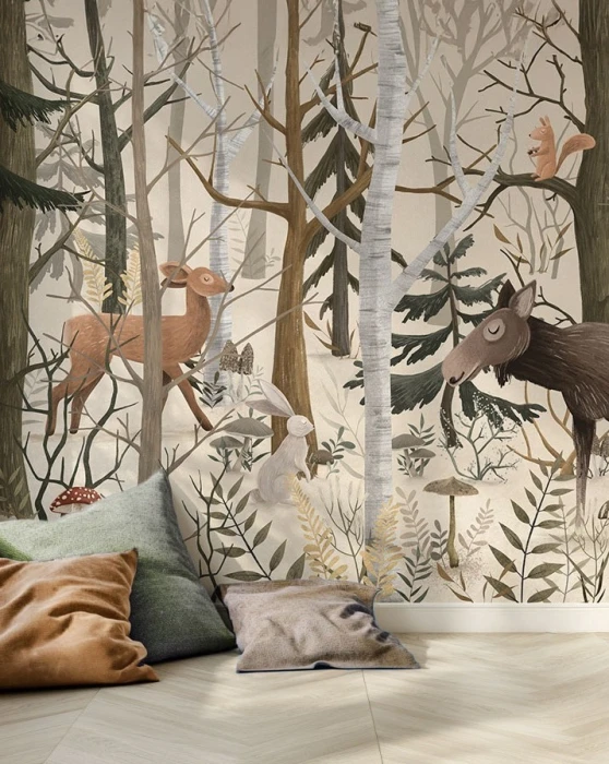 Tapeta z leśnymi zwierzętami IN THE WOODS