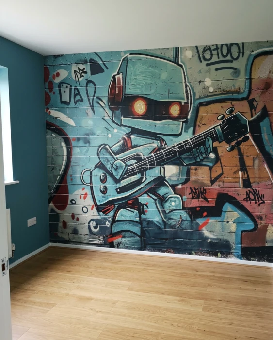 Tapeta street art z robotem