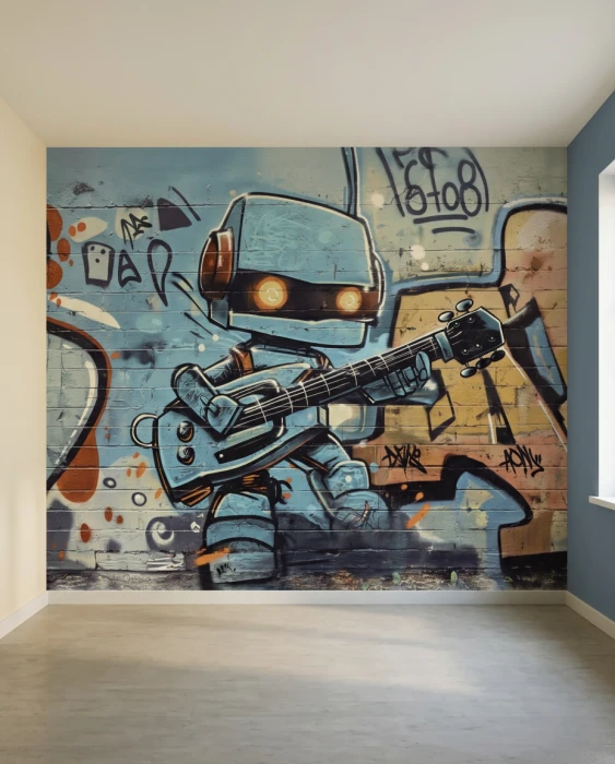 Graffiti na ścianę z motywem muzycznym
