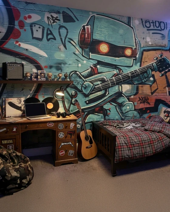 Młodzieżowa tapeta z robotem gitarzystą
