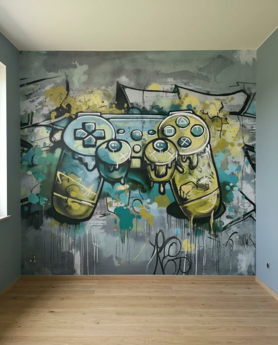Młodzieżowa tapeta gaming graffiti