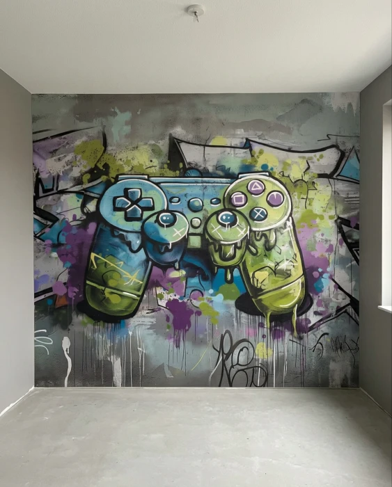 Tapeta street art z padem do gier
