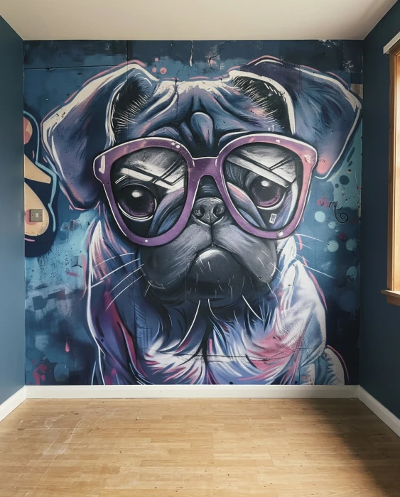 Młodzieżowa tapeta z psem street art
