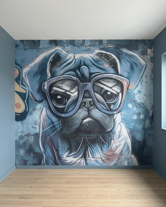 Tapeta z buldogiem w dużych okularach