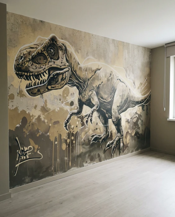Tapeta street art z T-Rexem