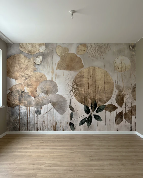 Tapeta botaniczna z liśćmi miłorzębu