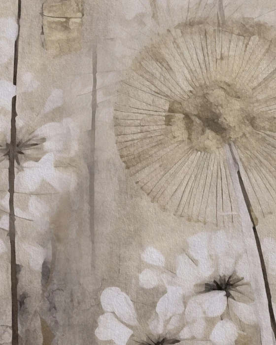 Botaniczna tapeta z dużymi dmuchawcami