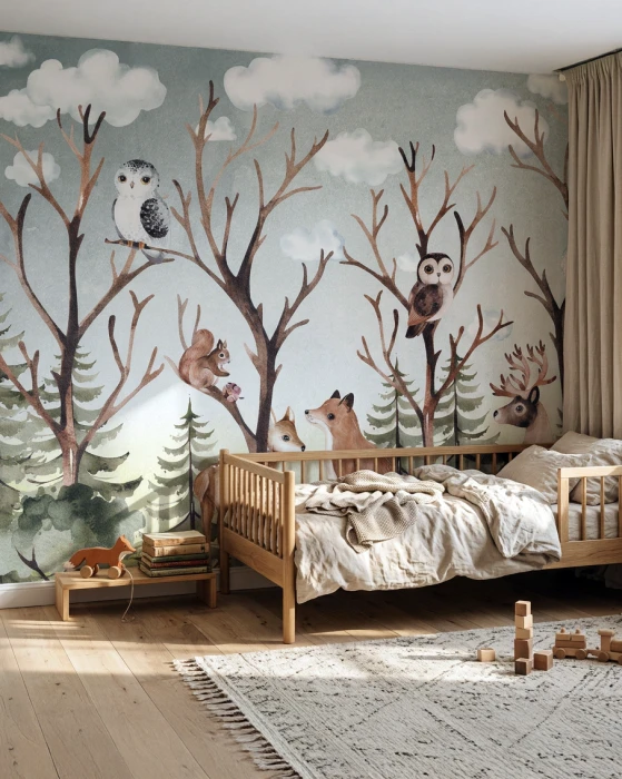 Leśna tapeta ze zwierzętami FOREST FAMILY