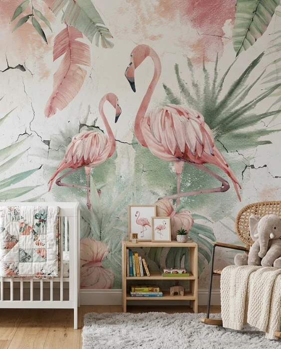 Tapeta z flamingami FLAMINGOS