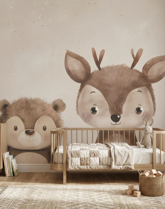 Tapeta z jeżem i sarną CUDDLY FRIENDS