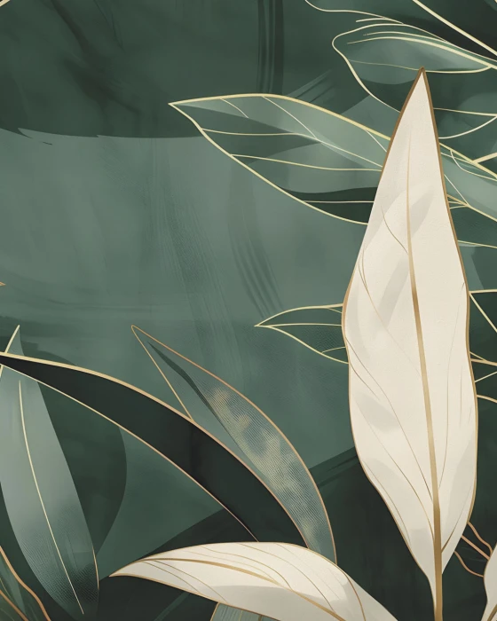 Zielona elegancja – tapeta z dużymi liśćmi