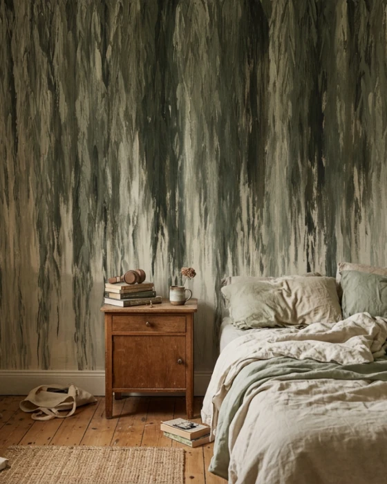 Tapeta malarska z motywem wierzby WILLOW w sypialni
