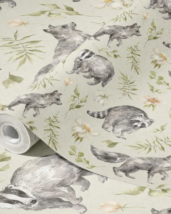 Leśna tapeta ze zwierzętami FOREST PATTERN na całej ścianie