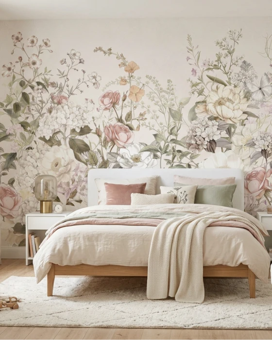 Tapeta w kwiaty i motyle HERBARIUM