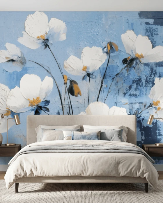 Tapeta w kwiaty VELUNE BLUE