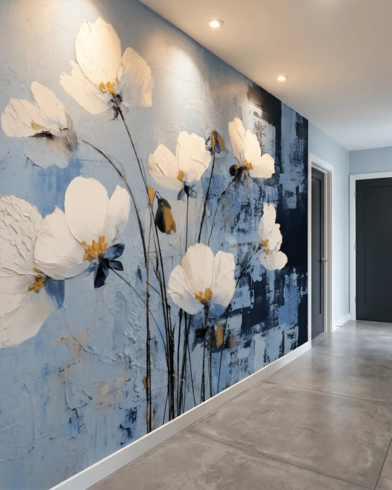Malarska tapeta VELUNE BLUE w granacie i błękicie