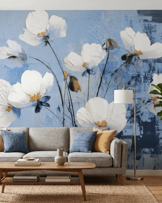 Malarska tapeta VELUNE BLUE w granacie i błękicie