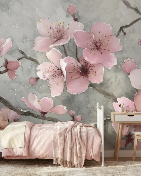 Tapeta z  kwiatami wiśni BLUSH