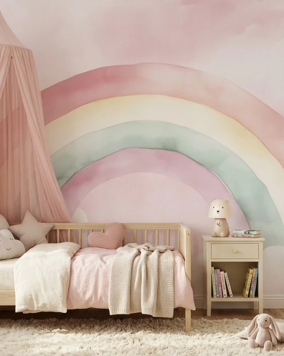 Pastelowa tapeta z tęczą RAINBOW | Eudajmonia