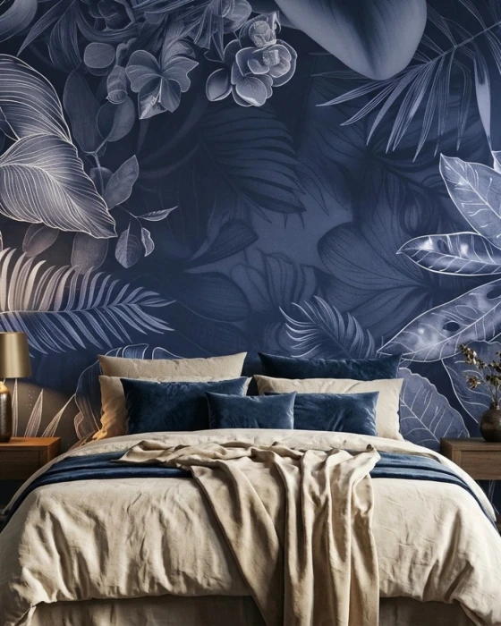 Tapeta granatowa BLUE JUNGLE