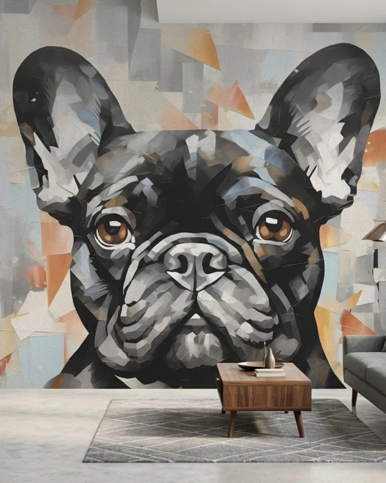 Tapeta z buldogiem francuskim – nowoczesny mural ścienny z psem w stylu artystycznym