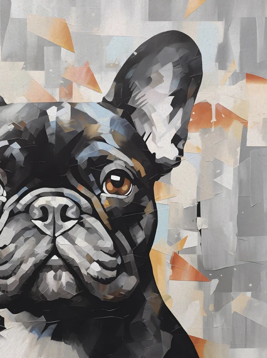 Artystyczna tapeta z buldogiem francuskim – geometryczny portret psa na ścianę