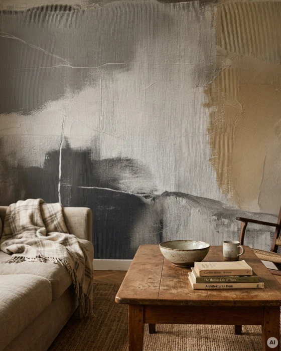 Beige abstrakte Tapete SUMI