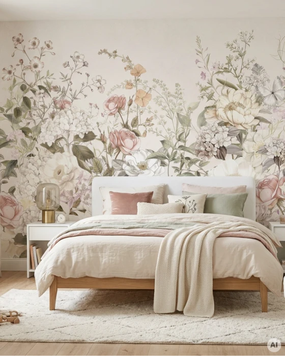 Tapeta w kwiaty i motyle HERBARIUM